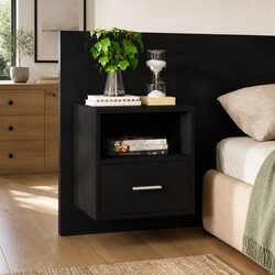 Functional Black Floating Bedside Cabinet for Your Home