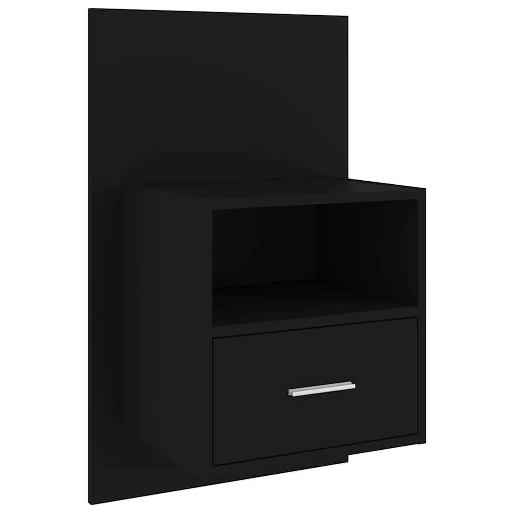 Wall-mounted Bedside Cabinet with Storage Drawer Black Floating Bedside Table