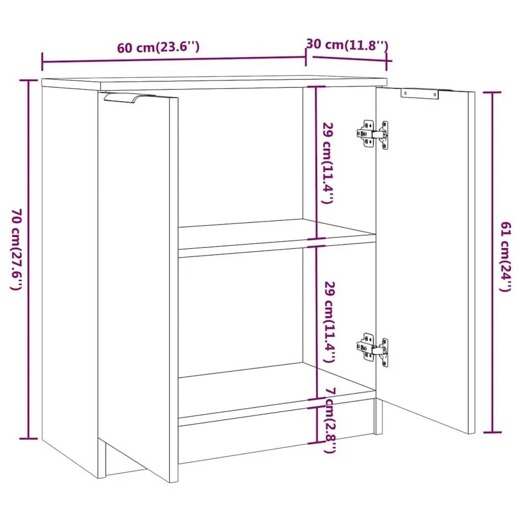 Sideboard Engineered Wood 60x30x70cm Brown Storage Cabinet Living Room Furniture