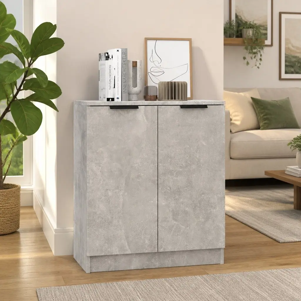 Sideboard Engineered Wood Grey 60W x 30D x 70H cm Storage Cabinet Living Room Buffet Display Unit