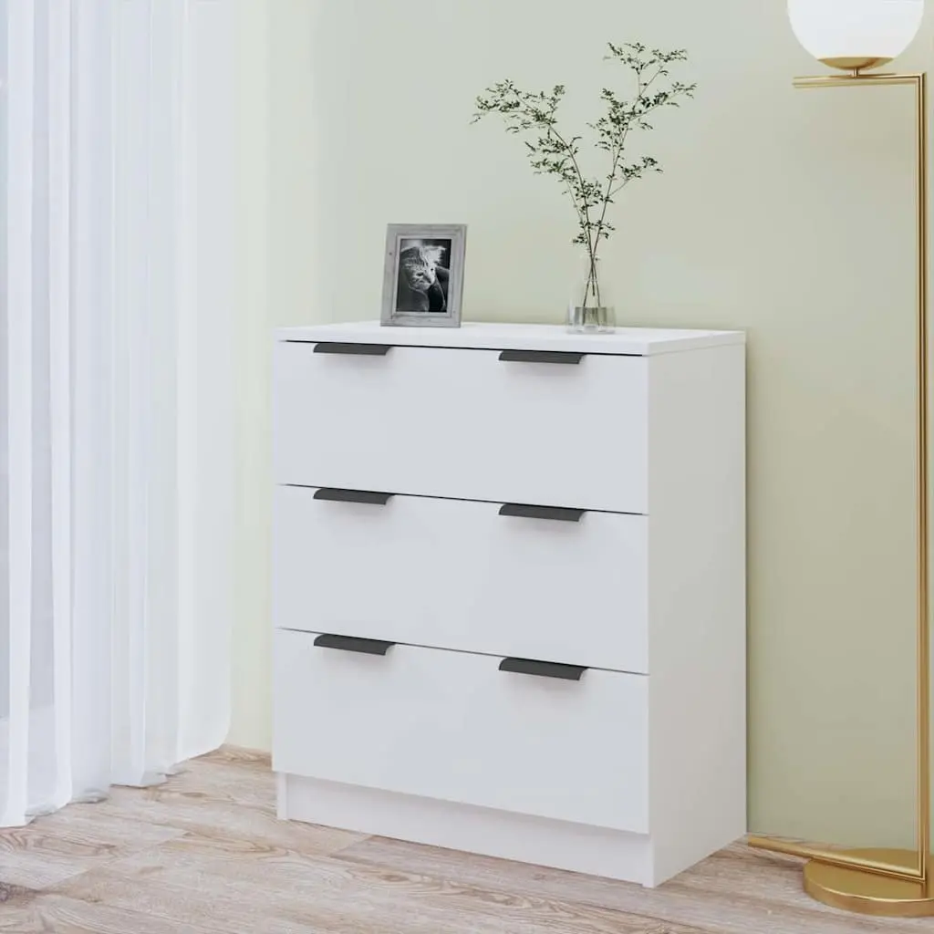 Sideboard Cabinet Engineered Wood 60x30x70 cm White 3 Drawers