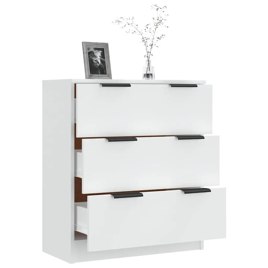Sideboard Cabinet Engineered Wood 60x30x70 cm White 3 Drawers