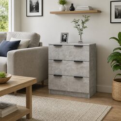 Functional Grey Sideboard with Three Drawers for Everyday Use
