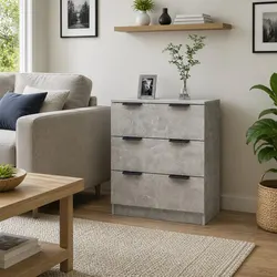 Functional Grey Sideboard with Three Drawers for Everyday Use