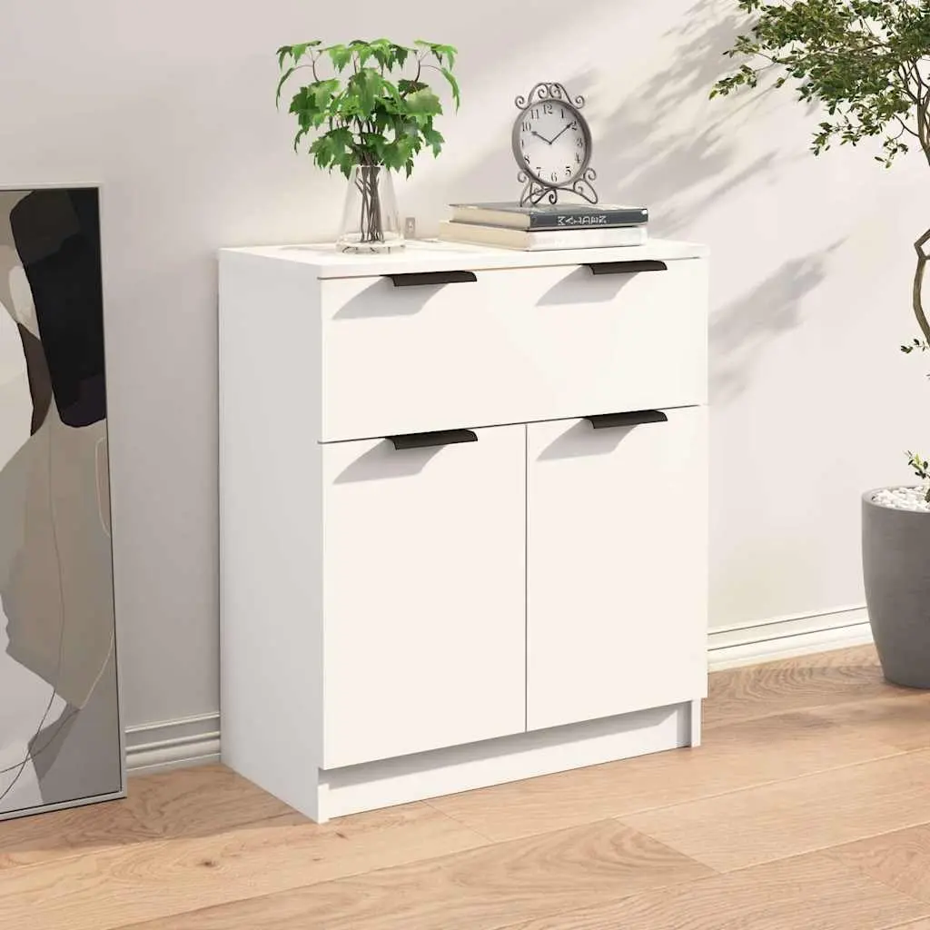 Storage Cabinet Sideboard Engineered Wood 60x30x70cm White with Drawer and Doors