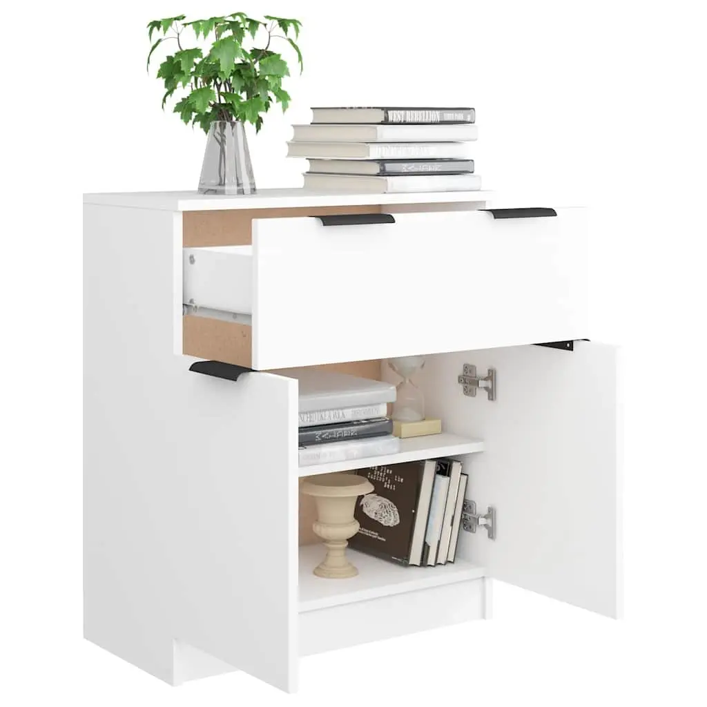 Storage Cabinet Sideboard Engineered Wood 60x30x70cm White with Drawer and Doors