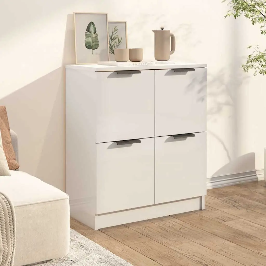 Sideboard White 60x30x70 cm Storage Cabinet with 4 Doors Engineered Wood