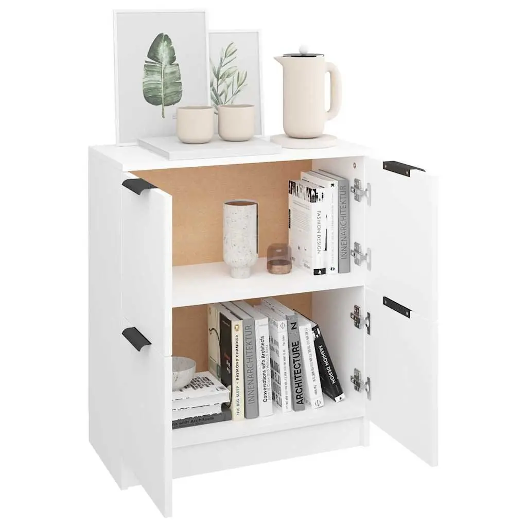 Sideboard White 60x30x70 cm Storage Cabinet with 4 Doors Engineered Wood