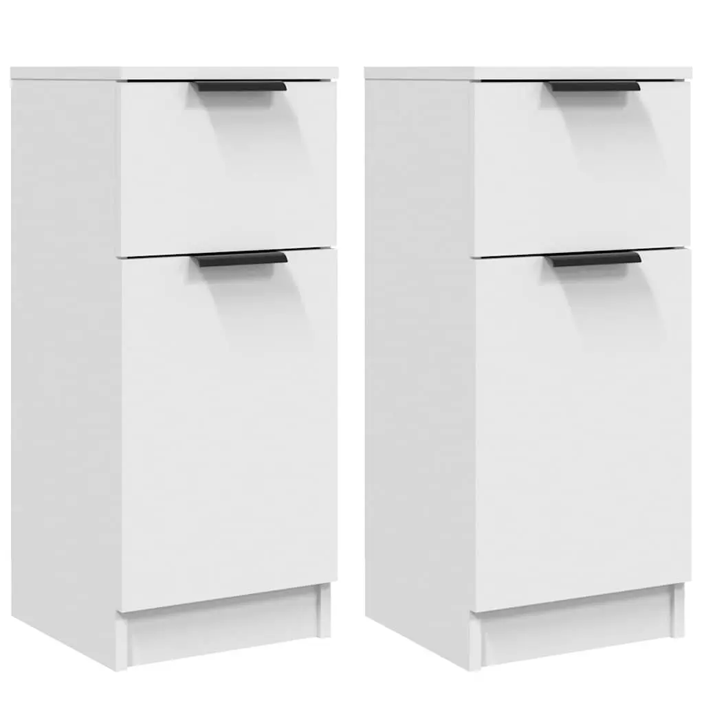White Sideboard Cabinet 30x30x70cm Storage Unit 2 Compartments Drawer