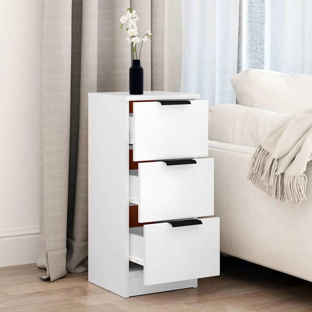 Sideboard White 30x30x70 cm Storage Cabinet 3 Drawers Living Room Furniture