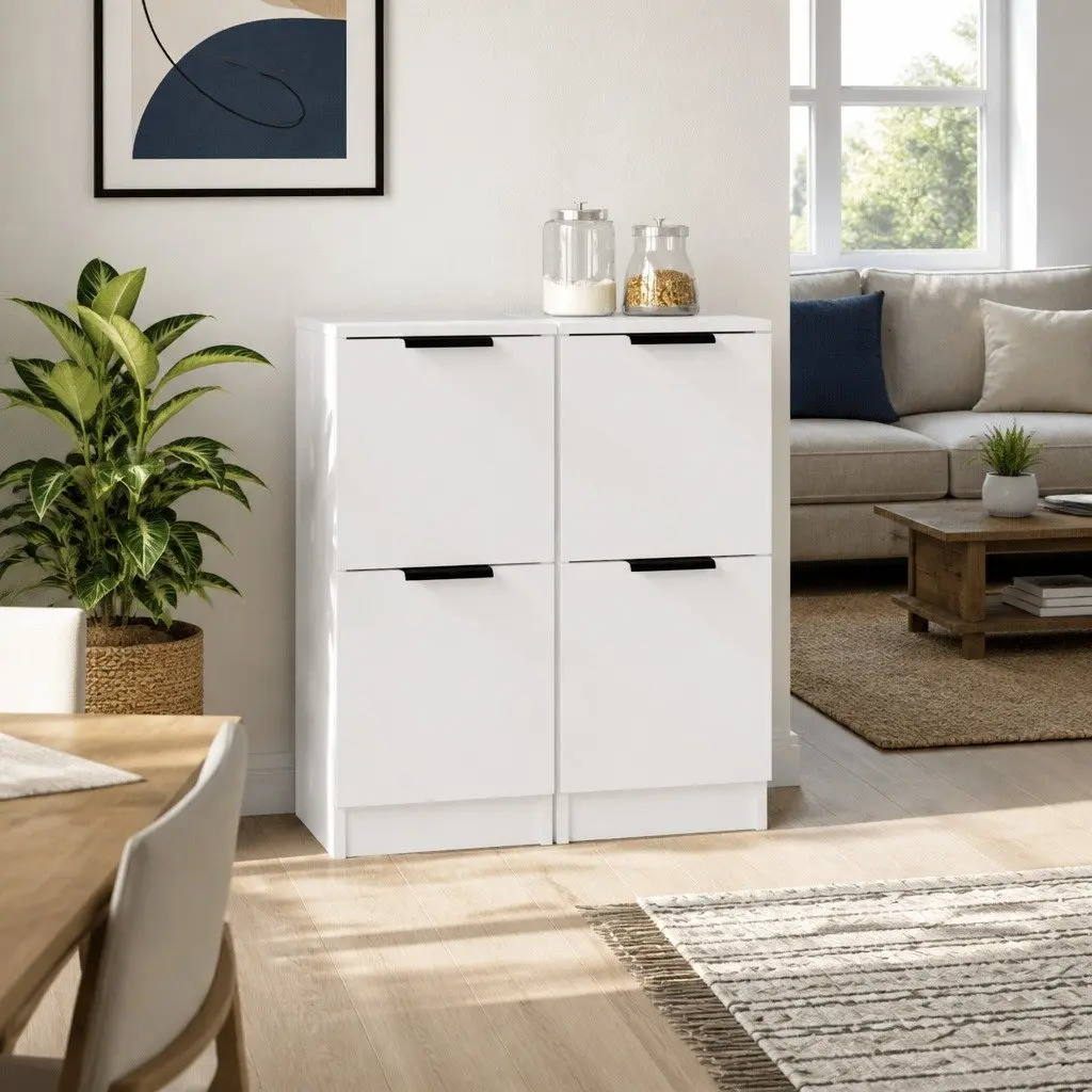 Storage Sideboard Cabinets, 2 pcs in White