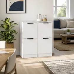 Versatile Storage Sideboard Cabinets, 2 pcs in White