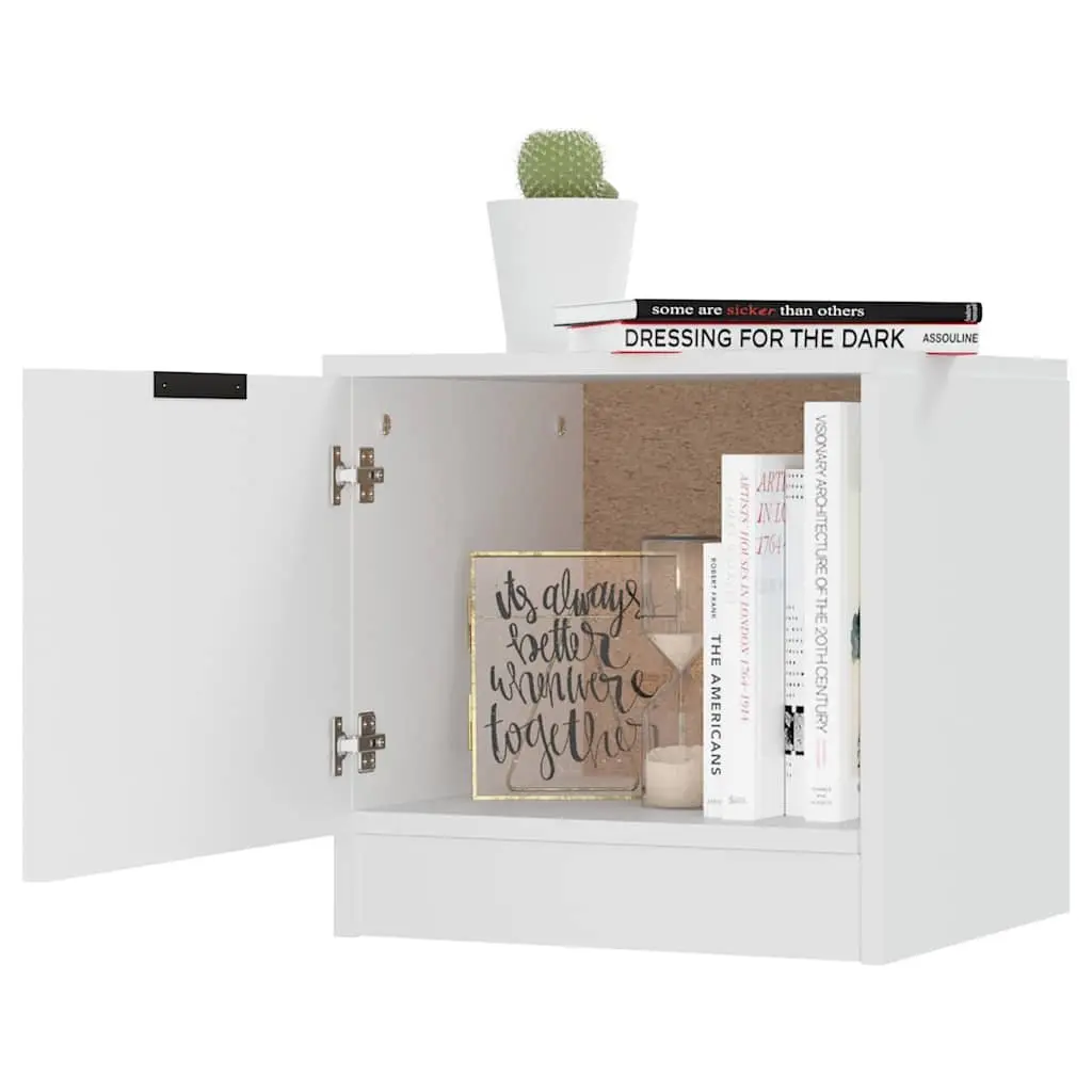 Bedside Cabinet Engineered Wood 40x39x40cm White Nightstand Storage Organiser