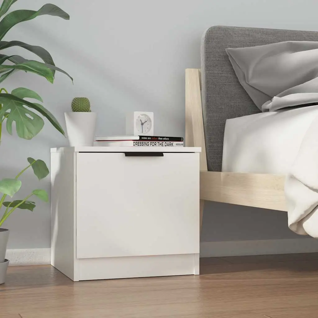 Bedside Cabinet Engineered Wood 40x39x40cm White Nightstand Storage Organiser