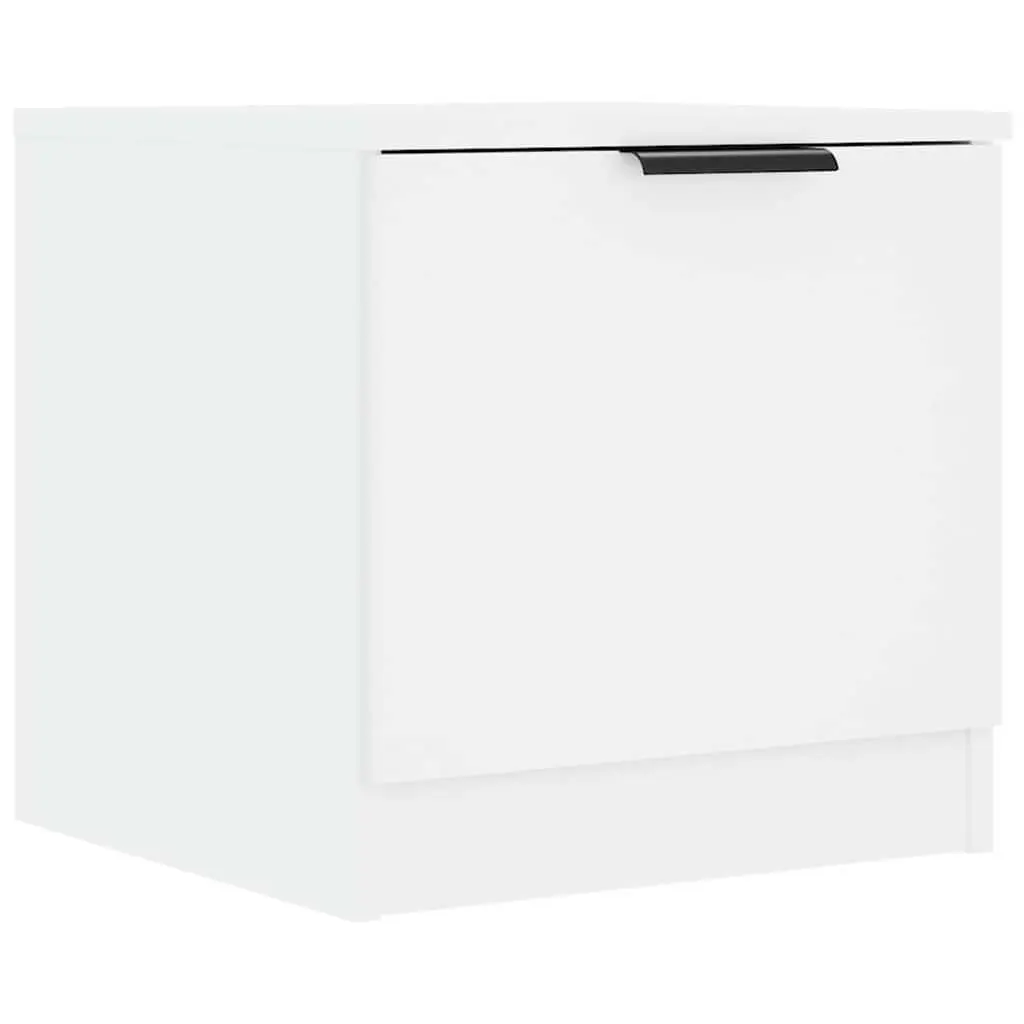 Bedside Cabinet Engineered Wood 40x39x40cm White Nightstand Storage Organiser