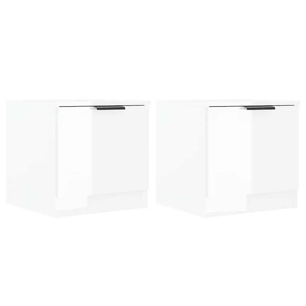 Bedside Cabinets Engineered Wood 40 x 39 x 40 cm White 2 Piece Nightstand Storage End Table Set