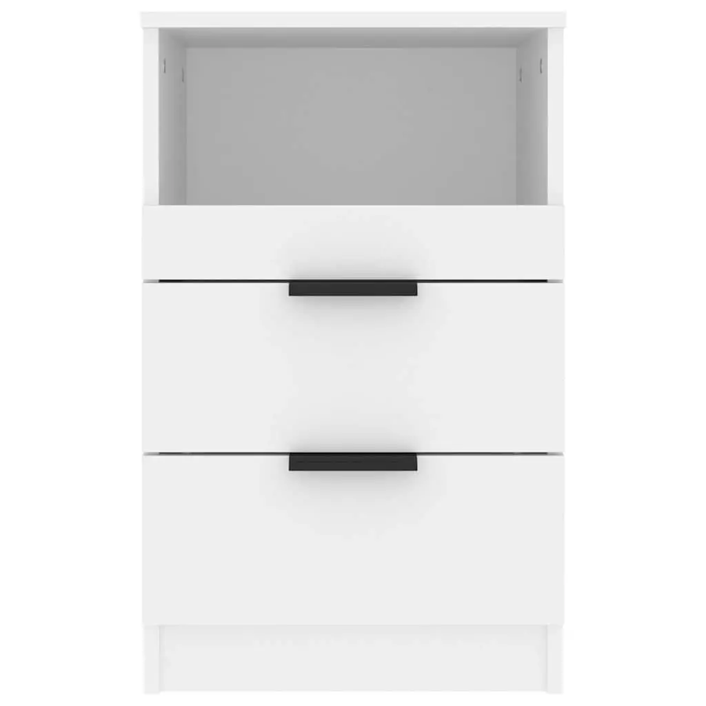 2 Piece Bedside Cabinets Engineered Wood Nightstand White with Storage Drawers