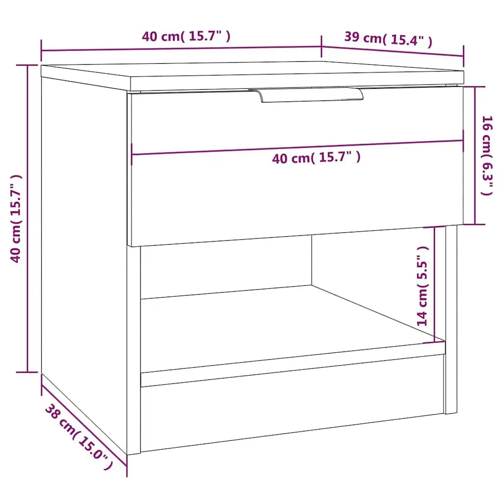 Bedside Cabinets 2 pcs High Gloss White Engineered Wood Nightstands Storage