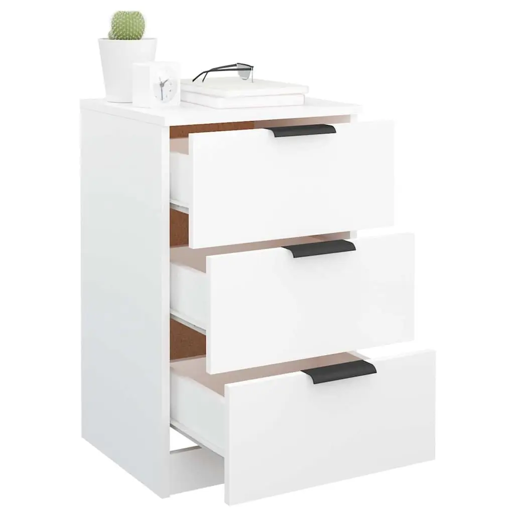 Bedside Cabinet White Bedroom Storage Nightstand Drawers Furniture 40x36x65cm