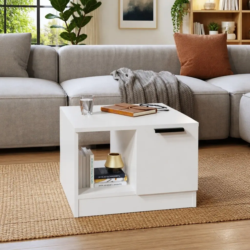 White Coffee Table with Two Storage Areas