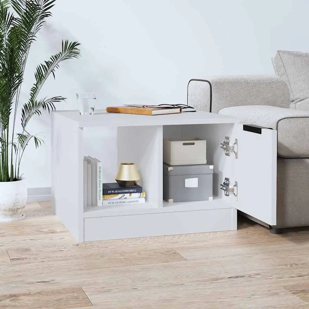 White Coffee Table with Two Storage Areas