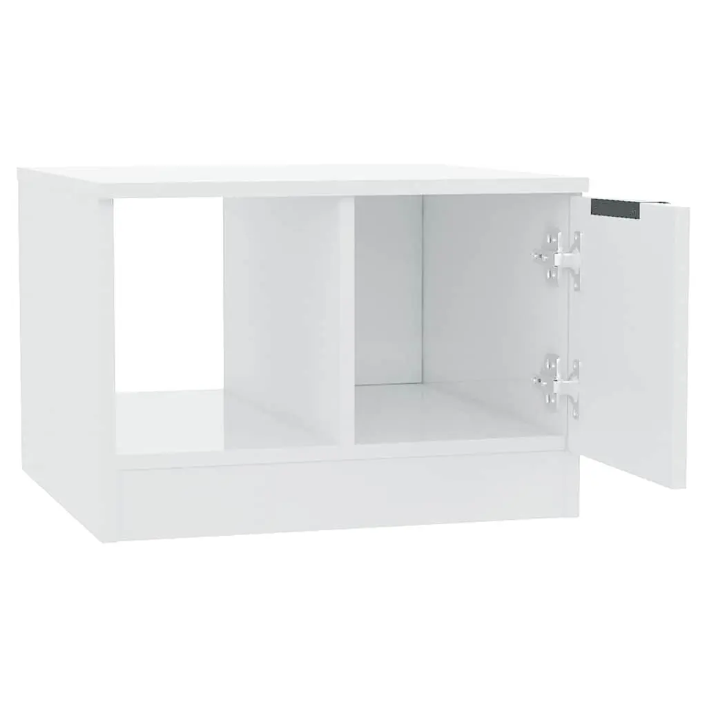 Coffee Table Engineered Wood High Gloss White 50x50x36 cm