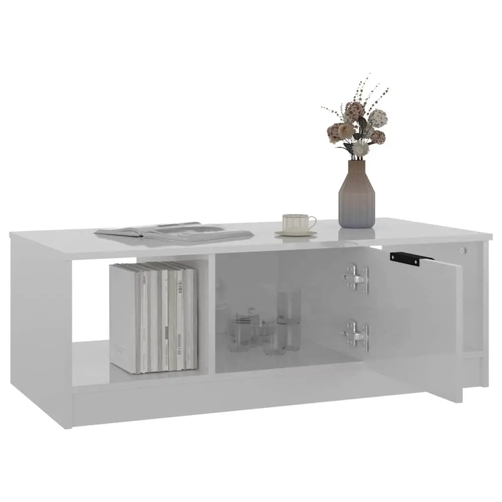 Coffee Table Engineered Wood 102L x 50W x 36H cm High Gloss White