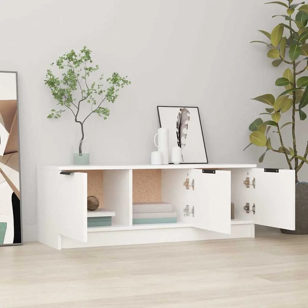 TV Cabinet White 102x35x36.5 cm Engineered Wood Media Storage Unit