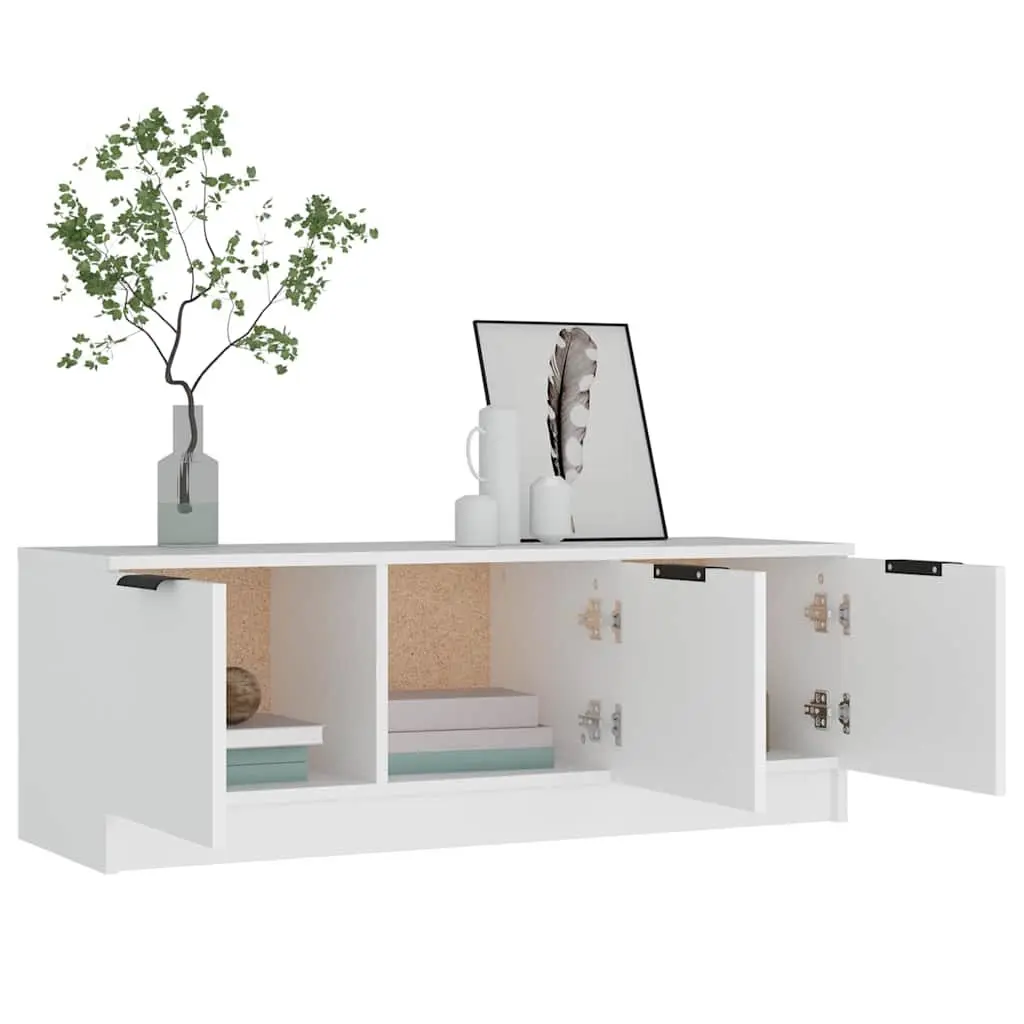 TV Cabinet White 102x35x36.5 cm Engineered Wood Media Storage Unit