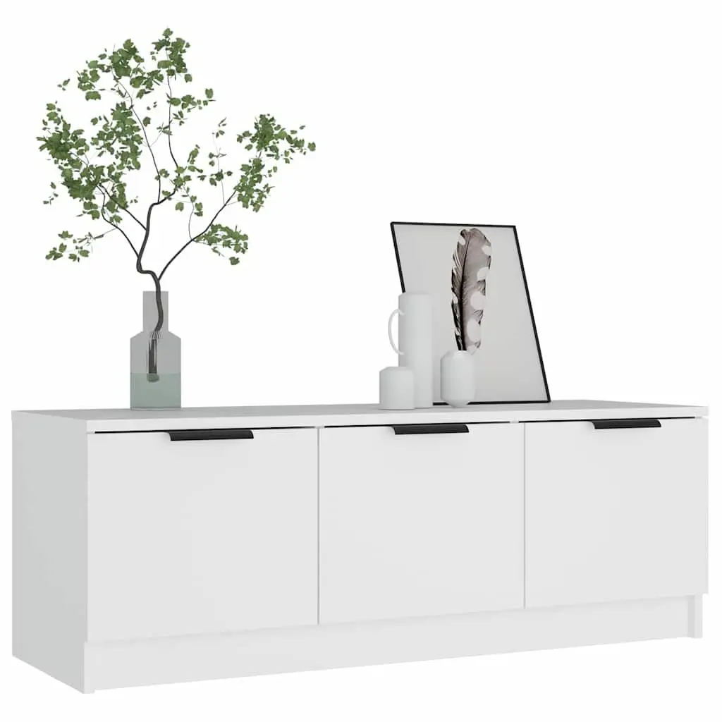 TV Cabinet White 102x35x36.5 cm Engineered Wood Media Storage Unit