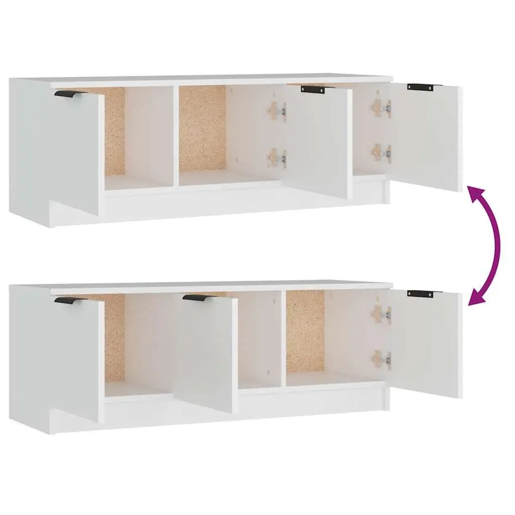 TV Cabinet White 102x35x36.5 cm Engineered Wood Media Storage Unit