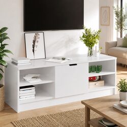 Practical High Gloss White TV Cabinet for Organizing Media
