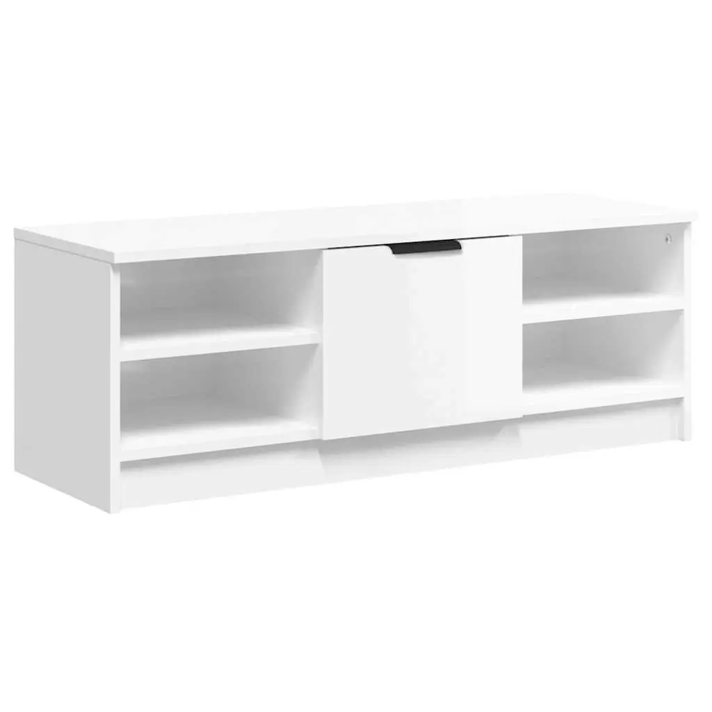 TV Cabinet Engineered Wood High Gloss White Storage Unit Media Console