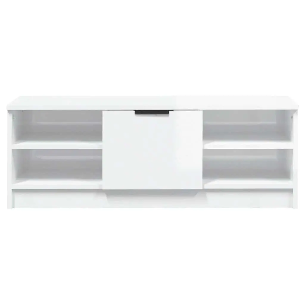 TV Cabinet Engineered Wood High Gloss White Storage Unit Media Console