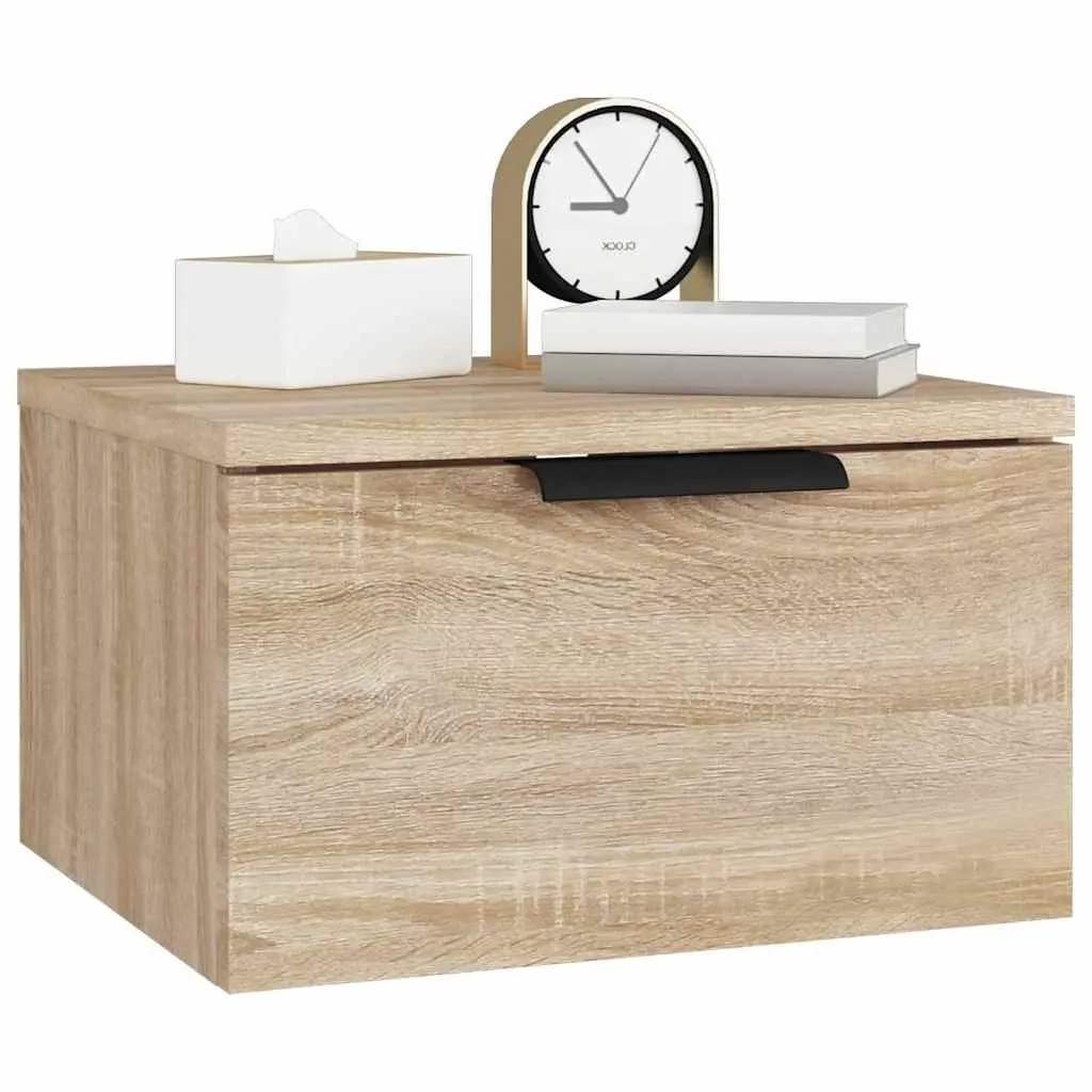 Wall Mounted Storage Organiser Bedside Cabinet Engineered Wood Brown 34x30x20cm