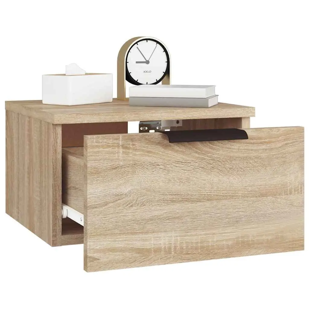 Wall Mounted Storage Organiser Bedside Cabinet Engineered Wood Brown 34x30x20cm