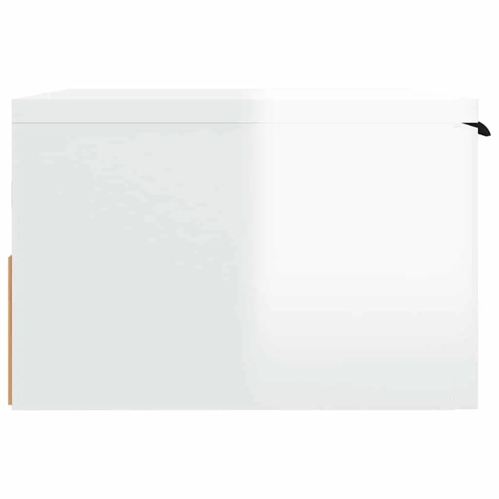 Wall-mounted Bedside Cabinets Engineered Wood 34 x 30 x 20 cm White High Gloss 2 Piece Floating Storage Shelf Organiser