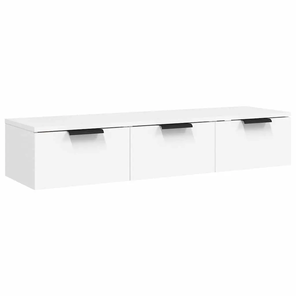 Floating Storage Cabinet Engineered Wood 102cm White Wall Shelf for Living Room Bedroom Office