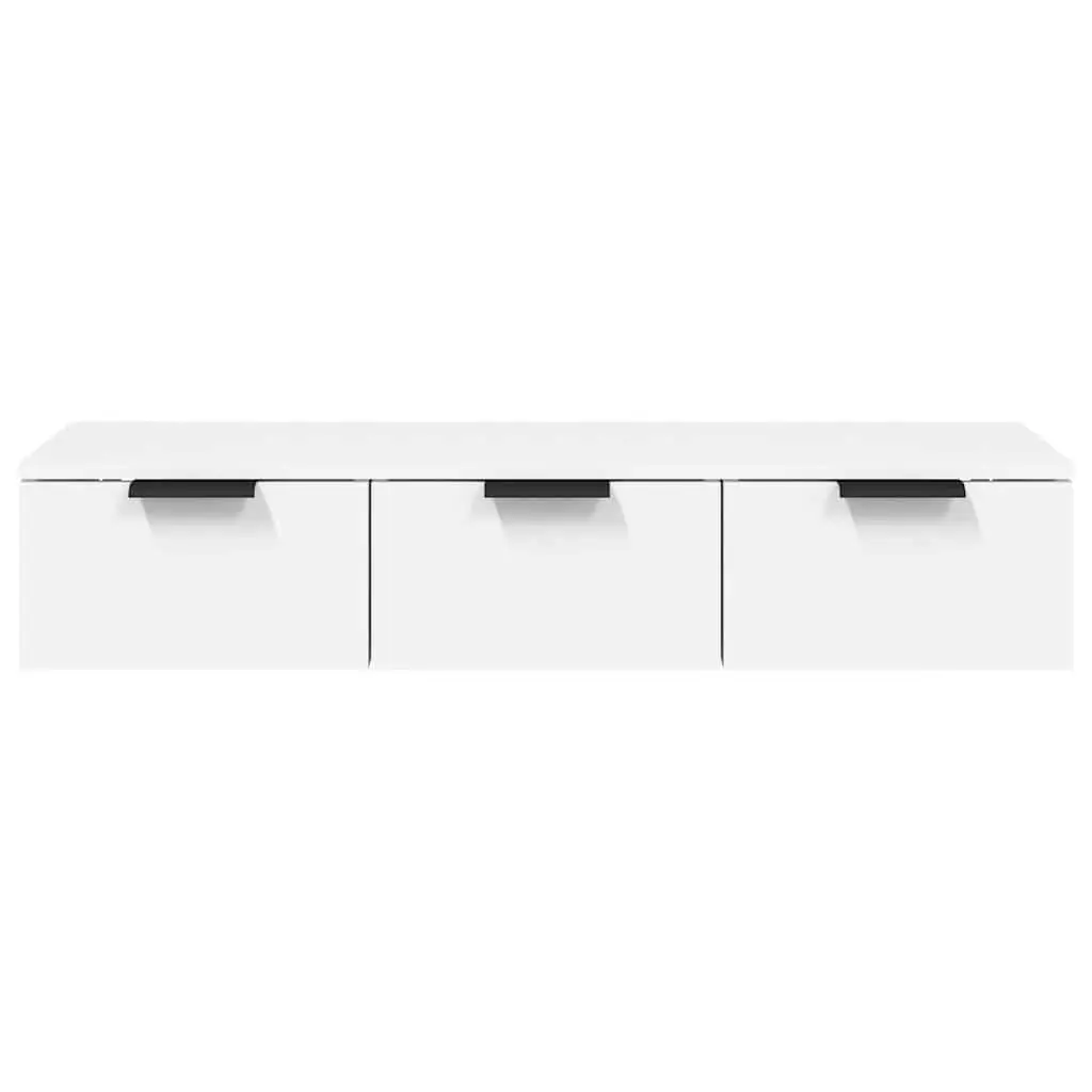 Floating Storage Cabinet Engineered Wood 102cm White Wall Shelf for Living Room Bedroom Office