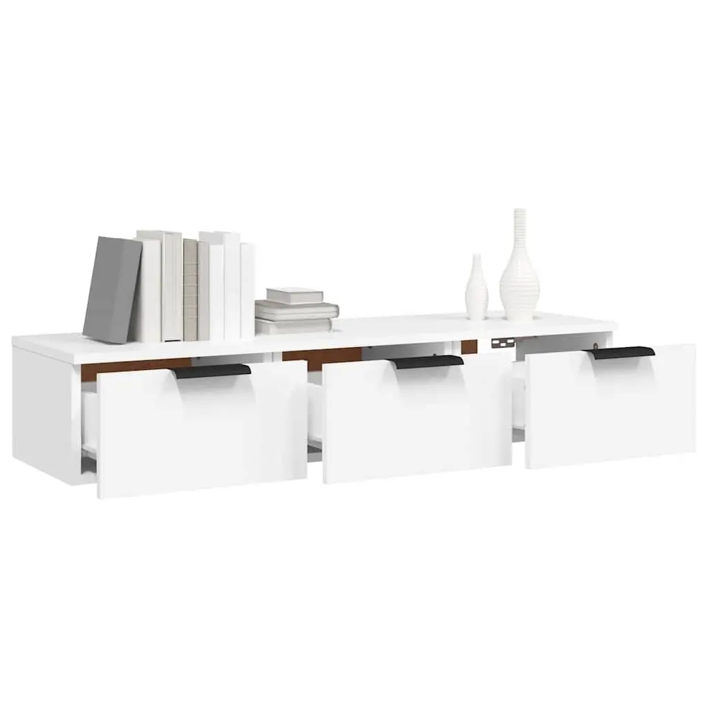 Floating Storage Cabinet Engineered Wood 102cm White Wall Shelf for Living Room Bedroom Office
