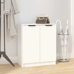 Practical Shoe Cabinet for Your Entryway, 2 Doors, White