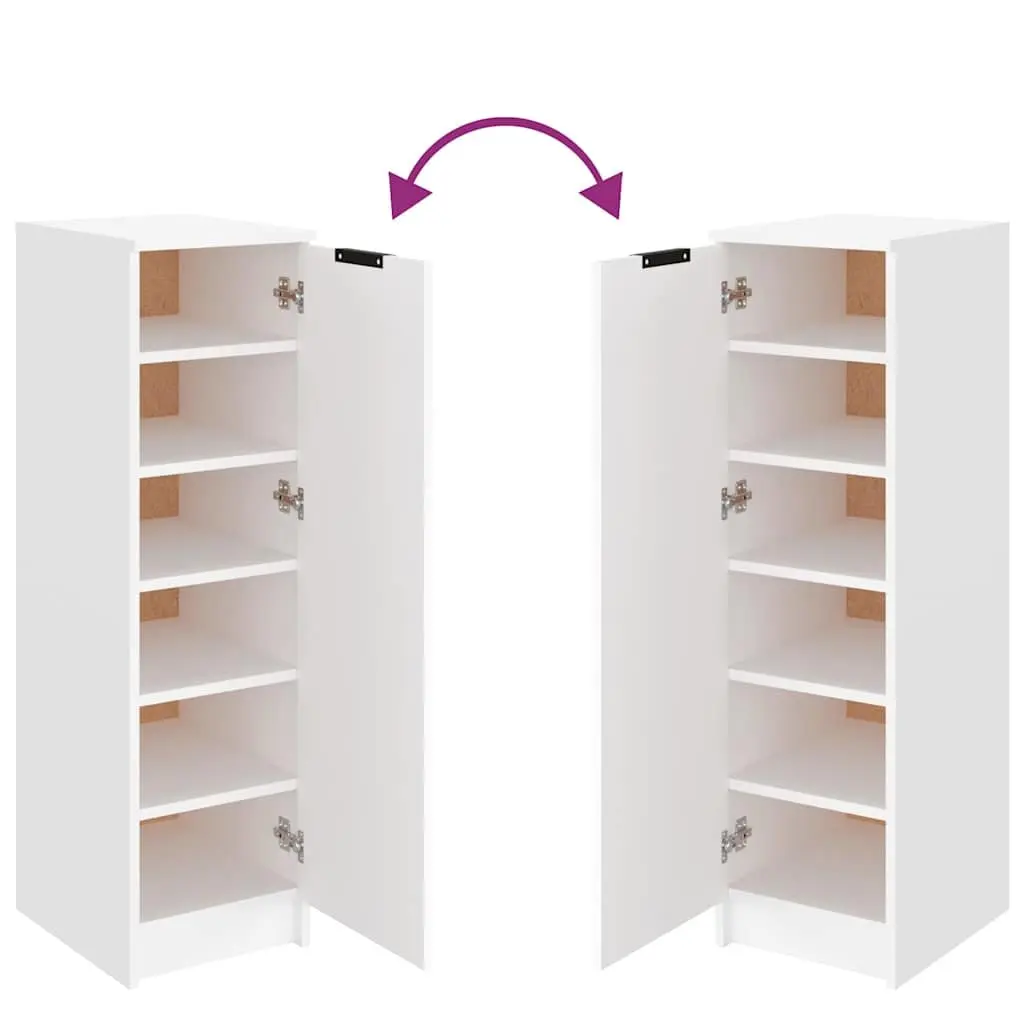 Shoe Cabinet White Engineered Wood 30W x 35D x 100H cm with Door Shelves Storage Organizer for Home Furniture