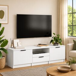 Practical White TV Cabinet for Living Rooms and Bedrooms