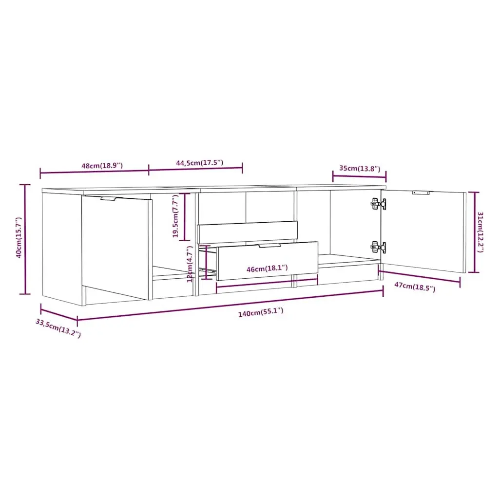 TV Cabinet with Drawer and Three Compartments