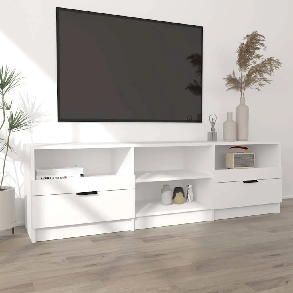 TV Cabinet Engineered Wood 150 x 33.5 x 45 cm White Media Storage Unit with Drawers and Shelves