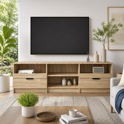 Functional Brown TV Cabinet with Ample Storage Solutions