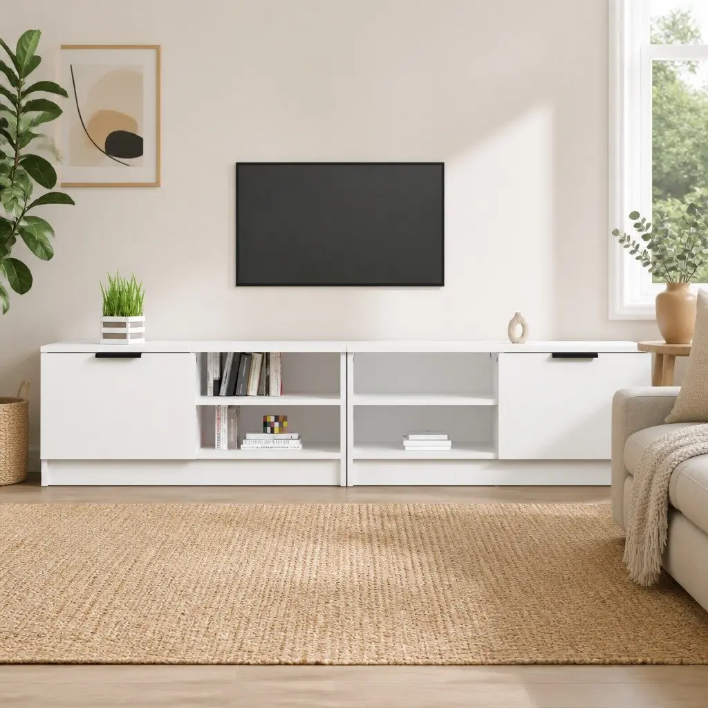 White TV Cabinet for Media and Decor