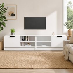 Versatile White TV Cabinet for Media and Decor