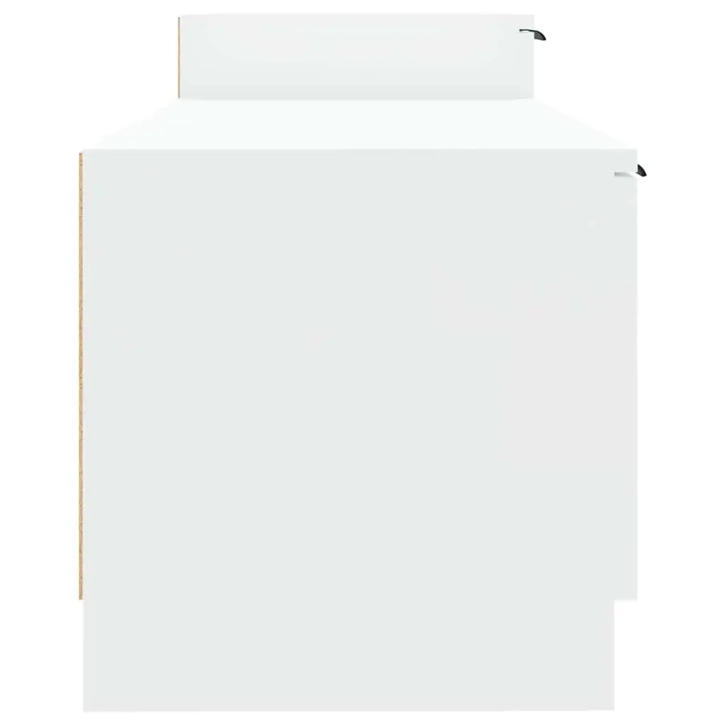 TV Cabinet White Engineered Wood Storage Unit With Doors and Compartments