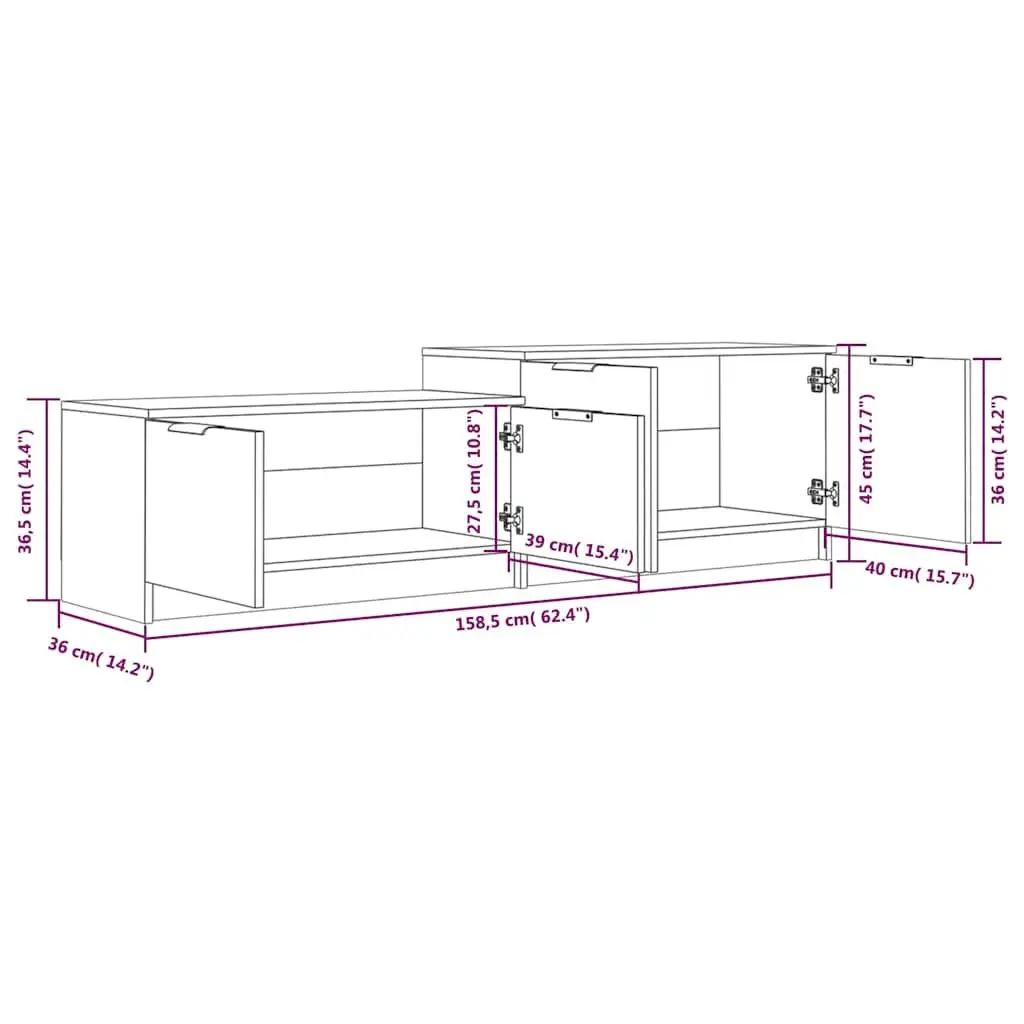 TV Cabinet Black Storage Unit with Doors and Compartments for Living Room Media